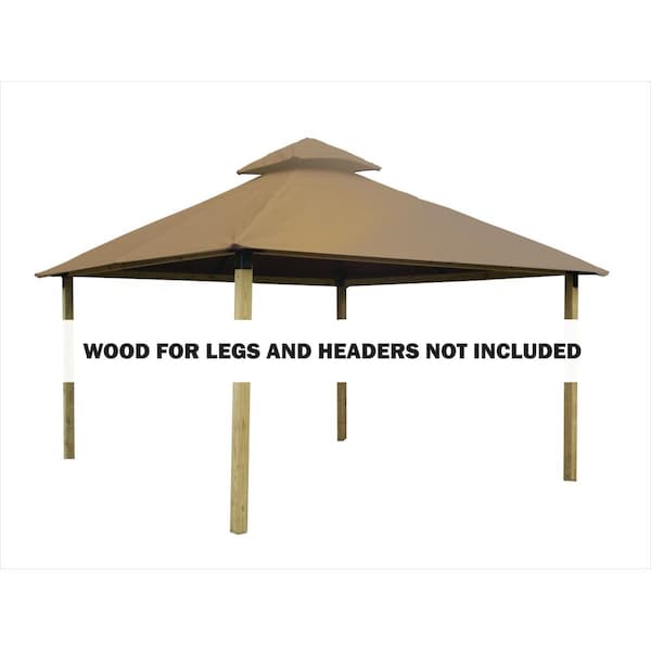 Acacia 12 sq. ft. Gazebo Roof Framing & Mounting Kit with Khaki Outdura Canopy AGOK12- KHAKI - main
